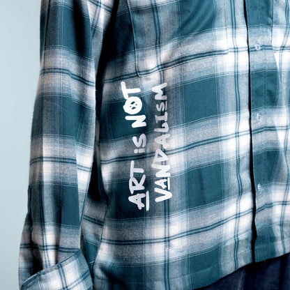 Vandalised Blue Flannel Shirt