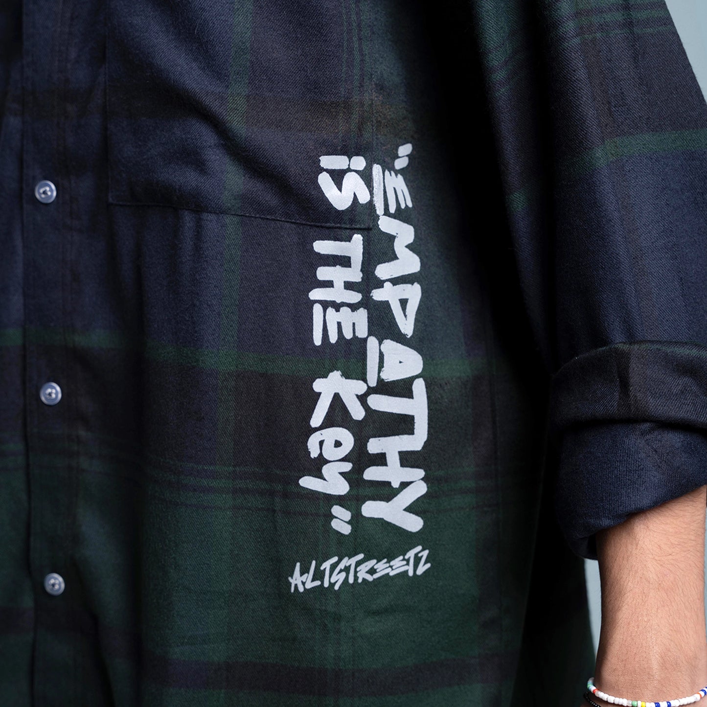 Empathy Vandalised Dark Green Flannel Shirt