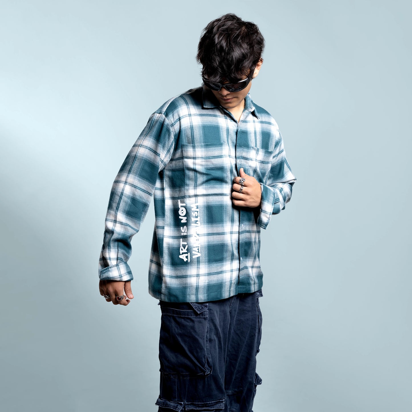 Vandalised Blue Flannel Shirt